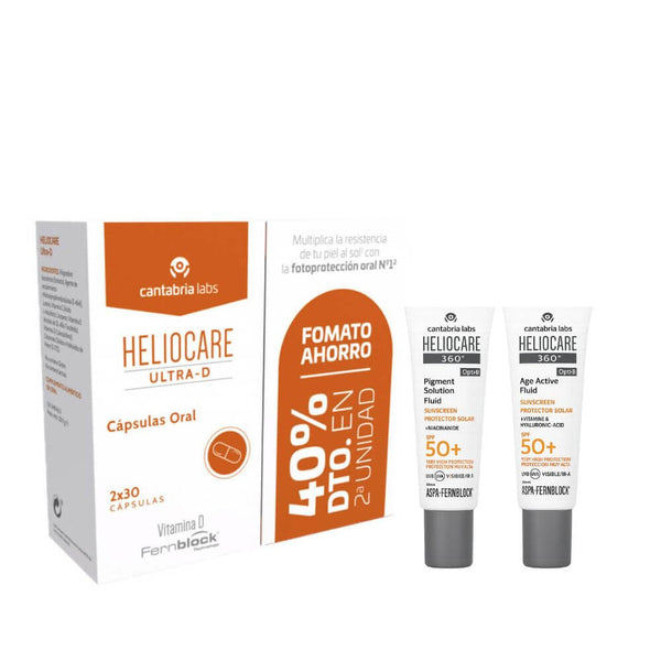 Heliocare Ultra D 30 Cápsulas Duplo + Regalo Protector Age Fluid y Pigment Fluid 3 ml