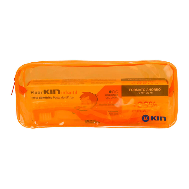 Kin Flúor-Kin Pasta Dental Fresa 75ml + Cepillo + Regalo Estuche Pack