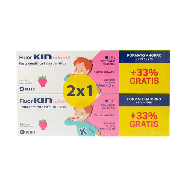 Kin Flúor-Kin Infantil Pasta Dental Fresa 75 ml Duplo