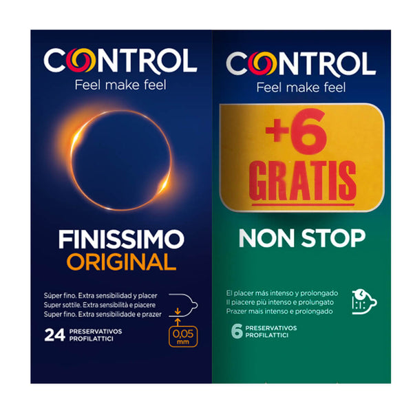 Control Preservativos Finissimo 24U + Regalo Non Stop Preservativos 6 Unidades