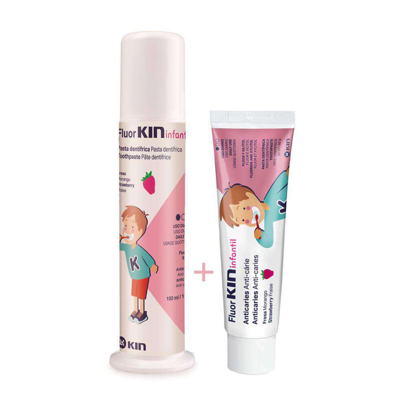 Kin Flúor-Kin Infantil Pasta Dosificadora Fresa 100 ml + Regalo Pasta Fresa 50 ml