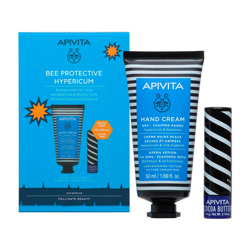 Apivita Crema Manos Secas-Grieta (Azul) + Labial Manteca De Cacao Pack