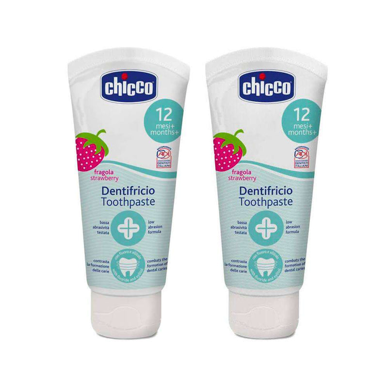 Chicco Pasta Dental Fresa Flúor +12M Duplo