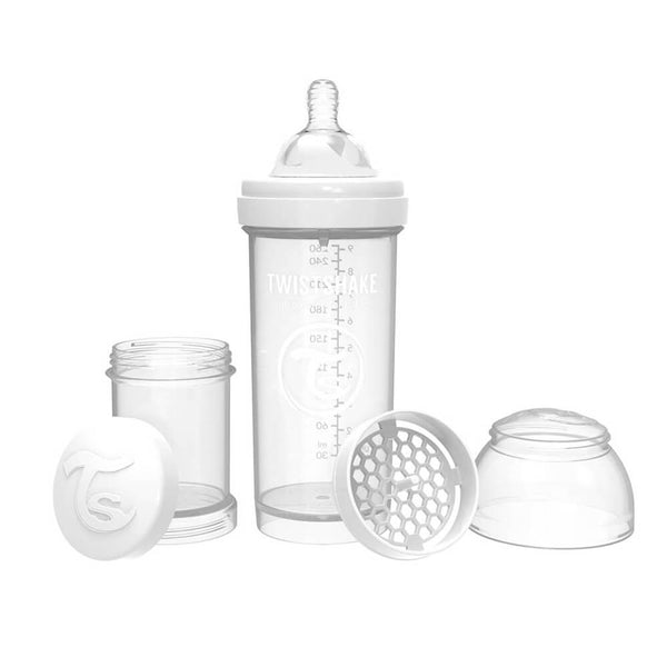 Twistshake Biberón Anticólico Blanco Talla M +2M 260 ml