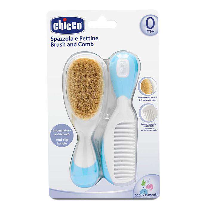 Chicco Set Cepillo Y Peine Pelo Natural Azul