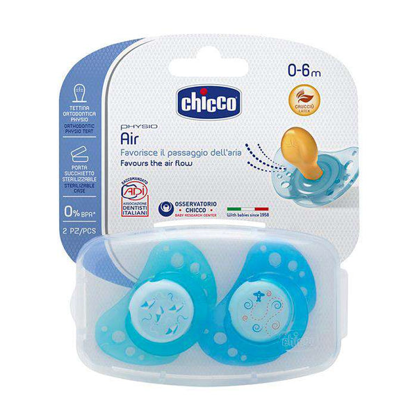 Chicco Chupete Caucho Physio Air Azul 0-6M 2 Unidades