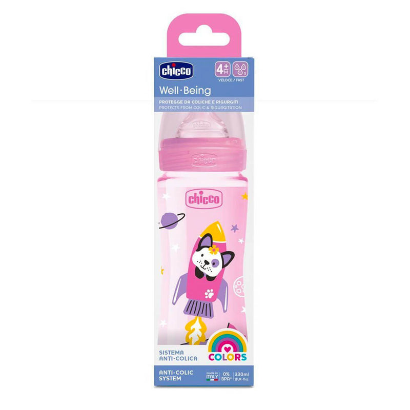 Chicco Biberón Silicona Rosa Flujo Rápido 4M+ 330ml