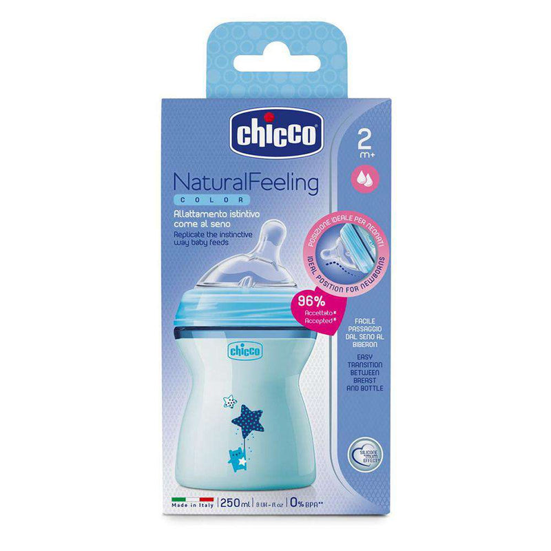 Chicco Biberón Silicona Natural Feeling Azul +2M 250 ml (1)