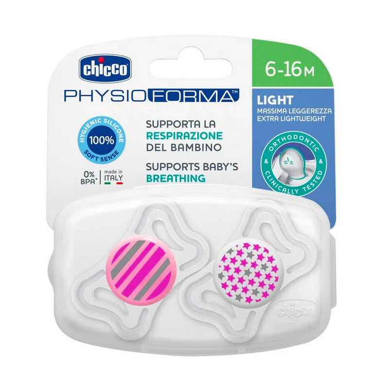 Chicco Chupete Silicona Physio Light Rosa 6-16M 2 Unidades