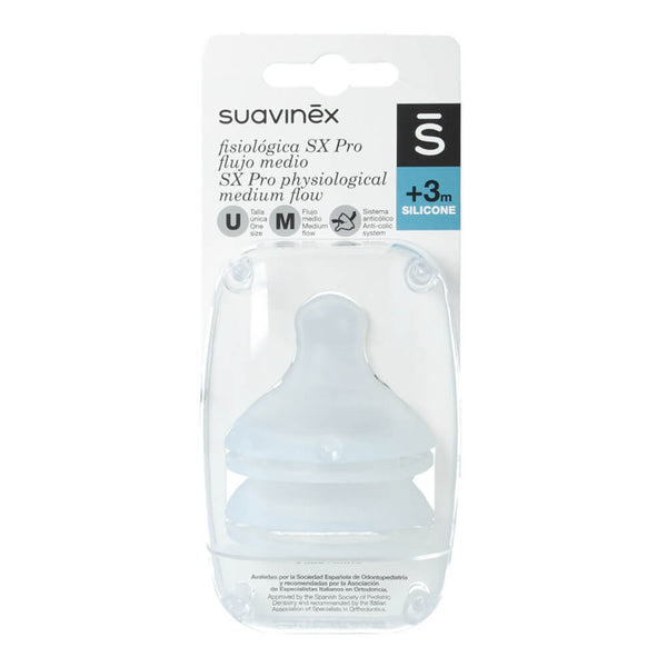Suavinex Tetina Silicona Fisiológica Sx Flujo M +3M 2 U