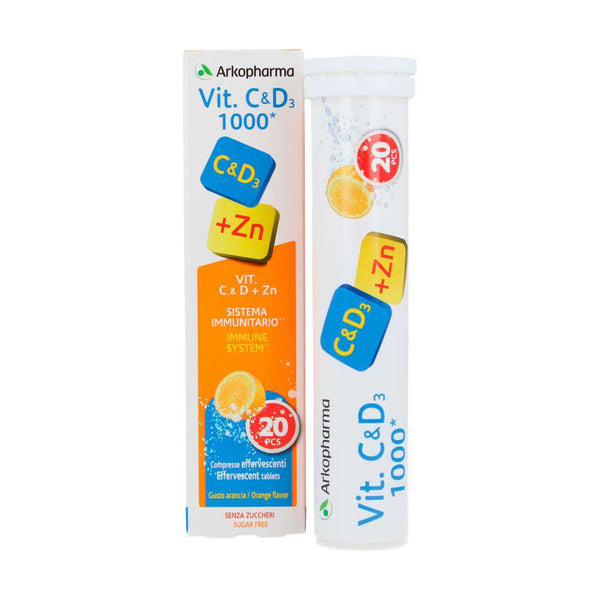Arko Vitamina C & D3 1000 + Zn Naranja 20 Comprimidos Efervescentes