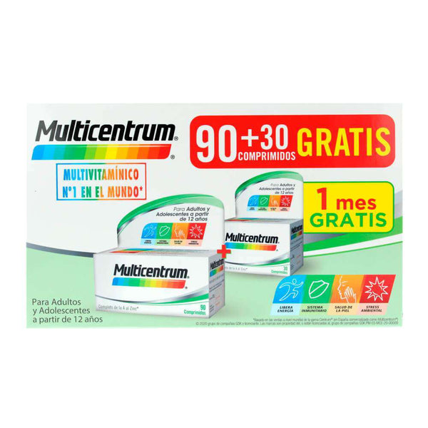 Multicentrum Adultos 90 + Regalo 30 Comprimidos