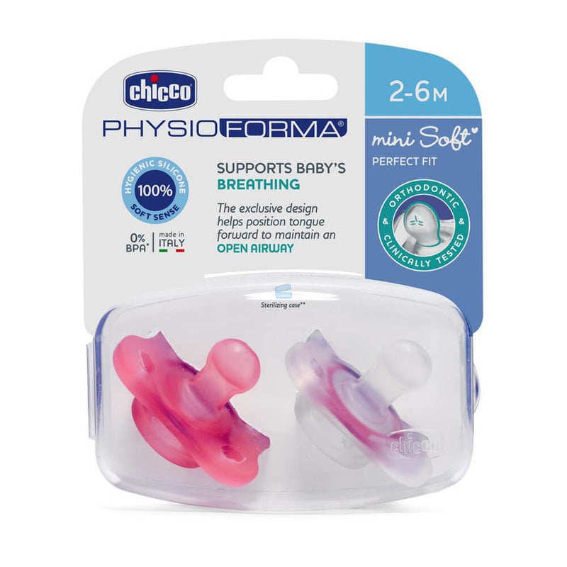 Chicco Chupete Silicona Physio Minisoft Rosa 2-6M 2 Unidades