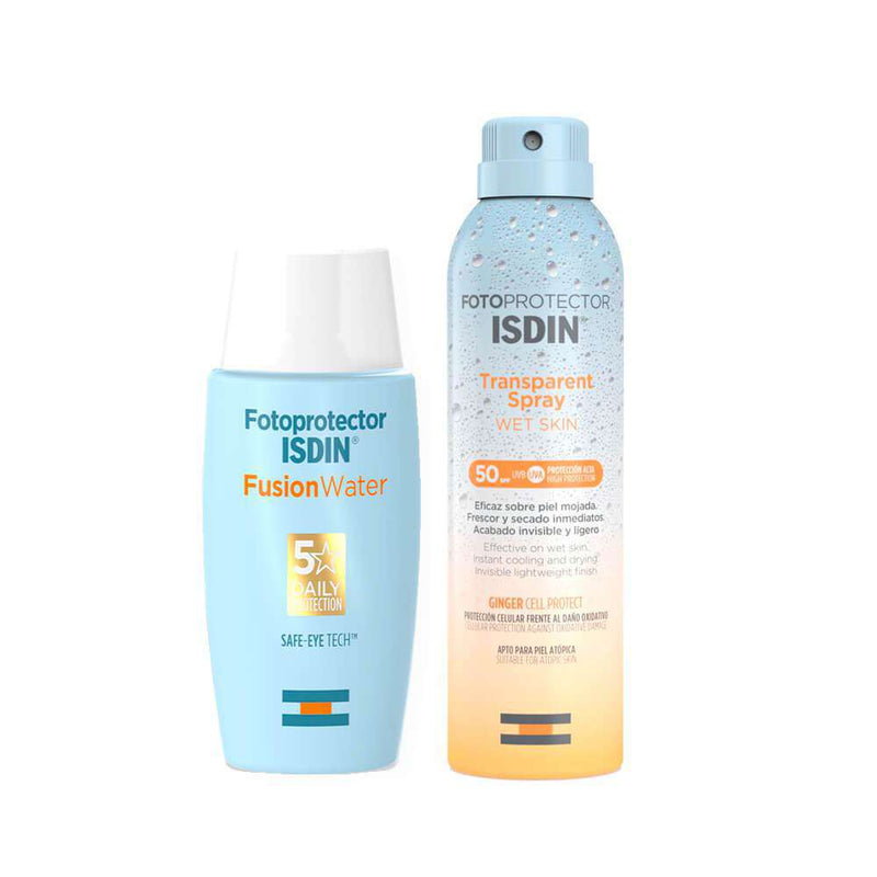 Isdin Fotoprotector Spf50+ Fusion Water 50 ml +Spray Transparente Wet Skin 100 ml 1€+ Pack (1)