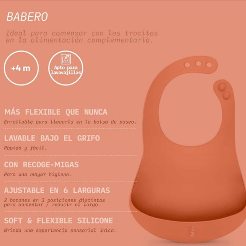 Suavinex Babero Con Bolsillo Silicona +4M Teja 179054
