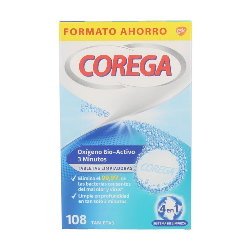 Corega Oxigeno 3 Min Limpieza Prótesis 108 Tabletas