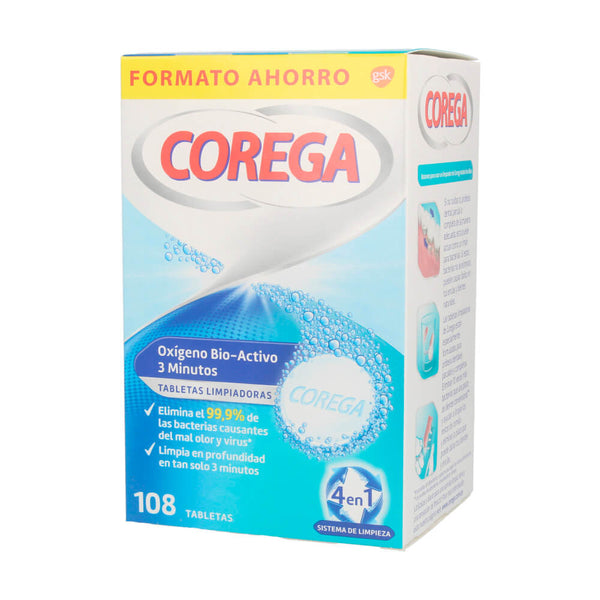 Corega Oxigeno 3 Min Limpieza Prótesis 108 Tabletas