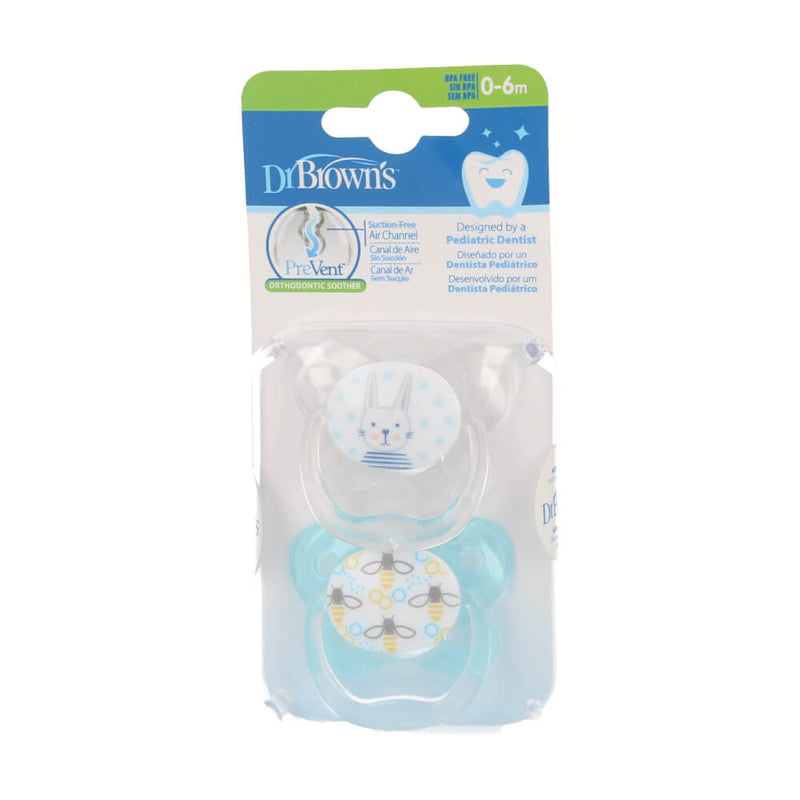 Dr. Browns Chupete Prevent Silicona Escudo Mariposa Azul 0-6 M 2 Unidades